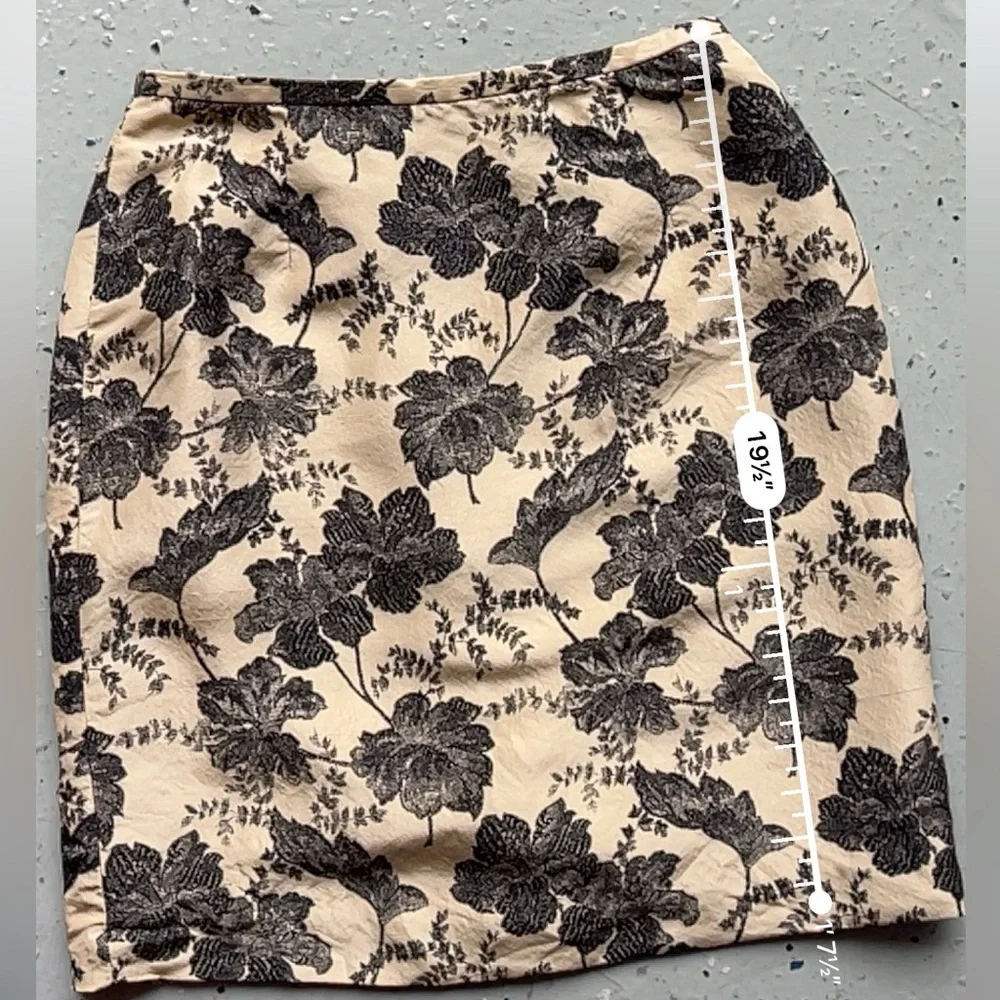 Ann Taylor 100% Silk Gold Black Floral Brocade Mini Skirt Evening‎ Party 4